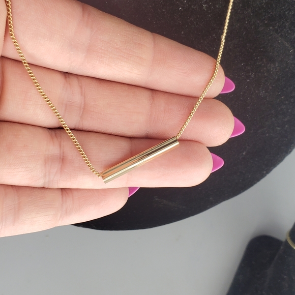 Goldtone Necklace, Red Studs and Half Oval Ring set, 3pc set - Picture 2 of 12